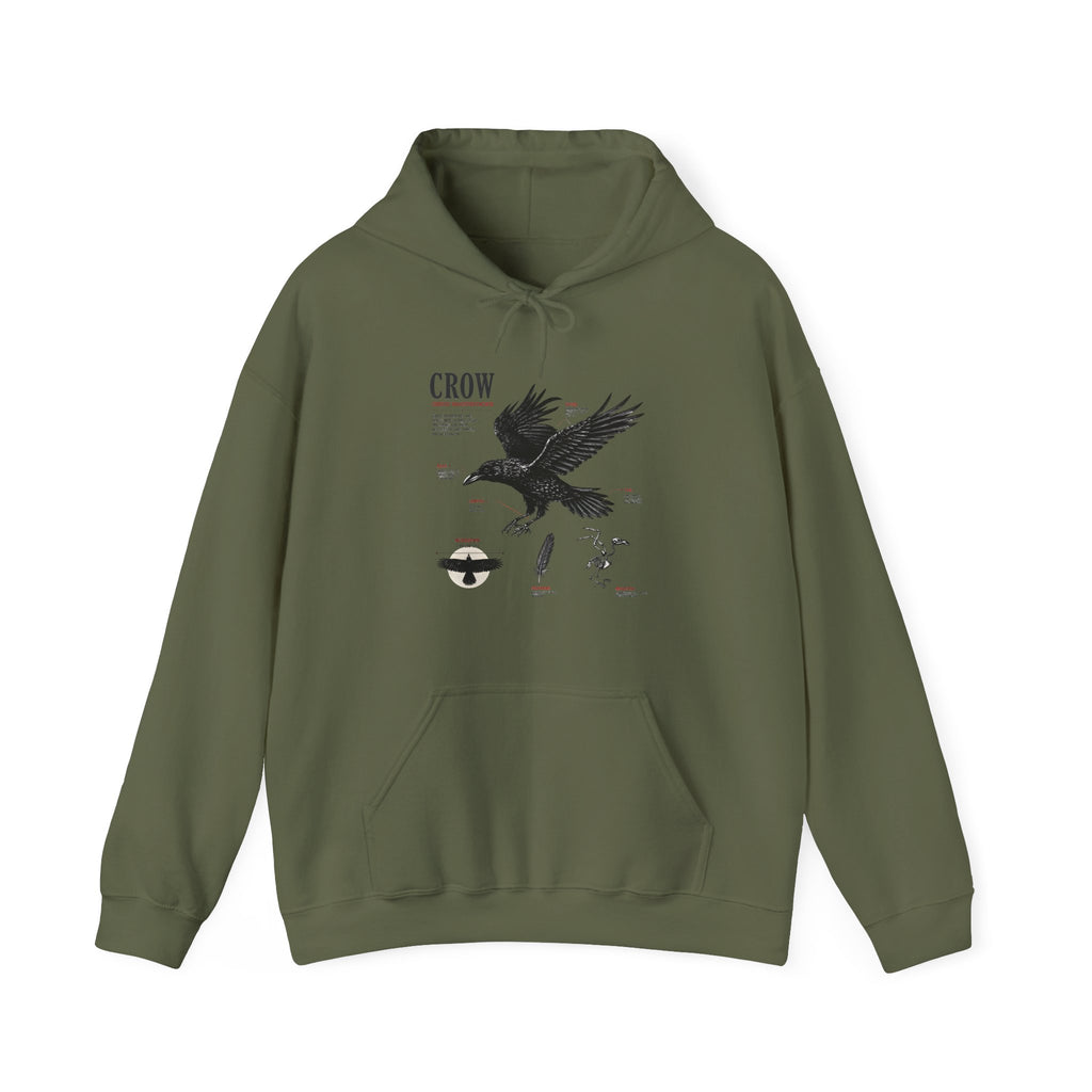 Crow Anatomy Hoodie — Vintage Raven Diagram Hooded Sweatshirt