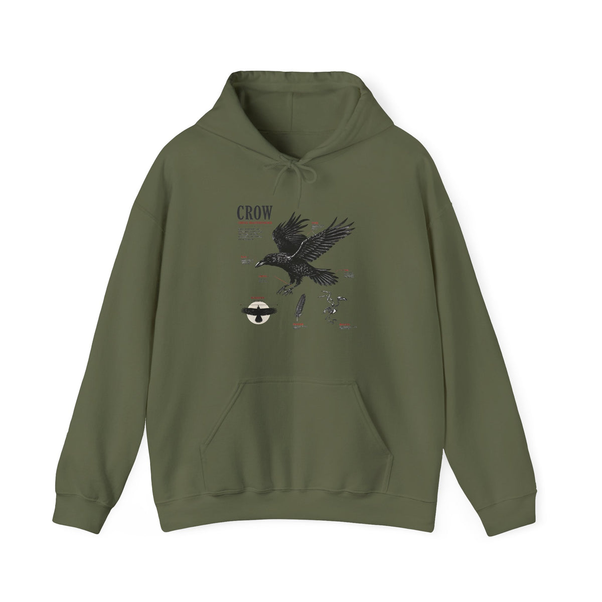 Crow Anatomy Hoodie — Vintage Raven Diagram Hooded Sweatshirt