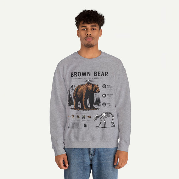 Brown Bear Anatomy Sweatshirt — Wildlife Illustration Graphic Sweatshirt