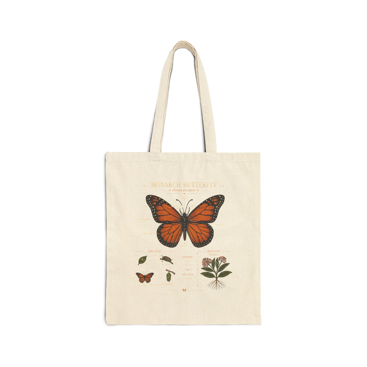 Monarch Butterfly Botanical Canvas Tote - Eco-Friendly Grocery & Market Bag Main image