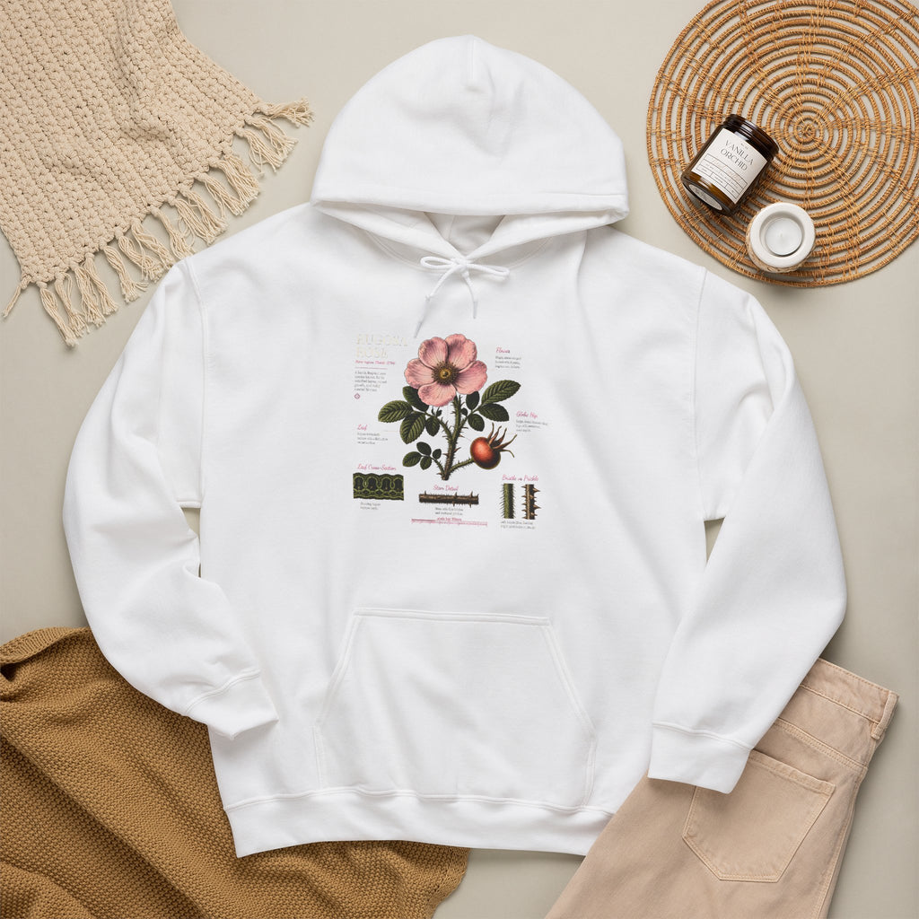 Vintage Botanical Hoodie — Rose Diagram Print