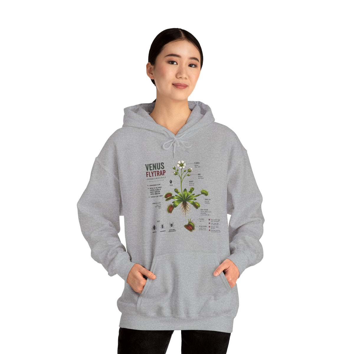 Venus Flytrap Botanical Hoodie – Illustrated Carnivorous Plant Guide