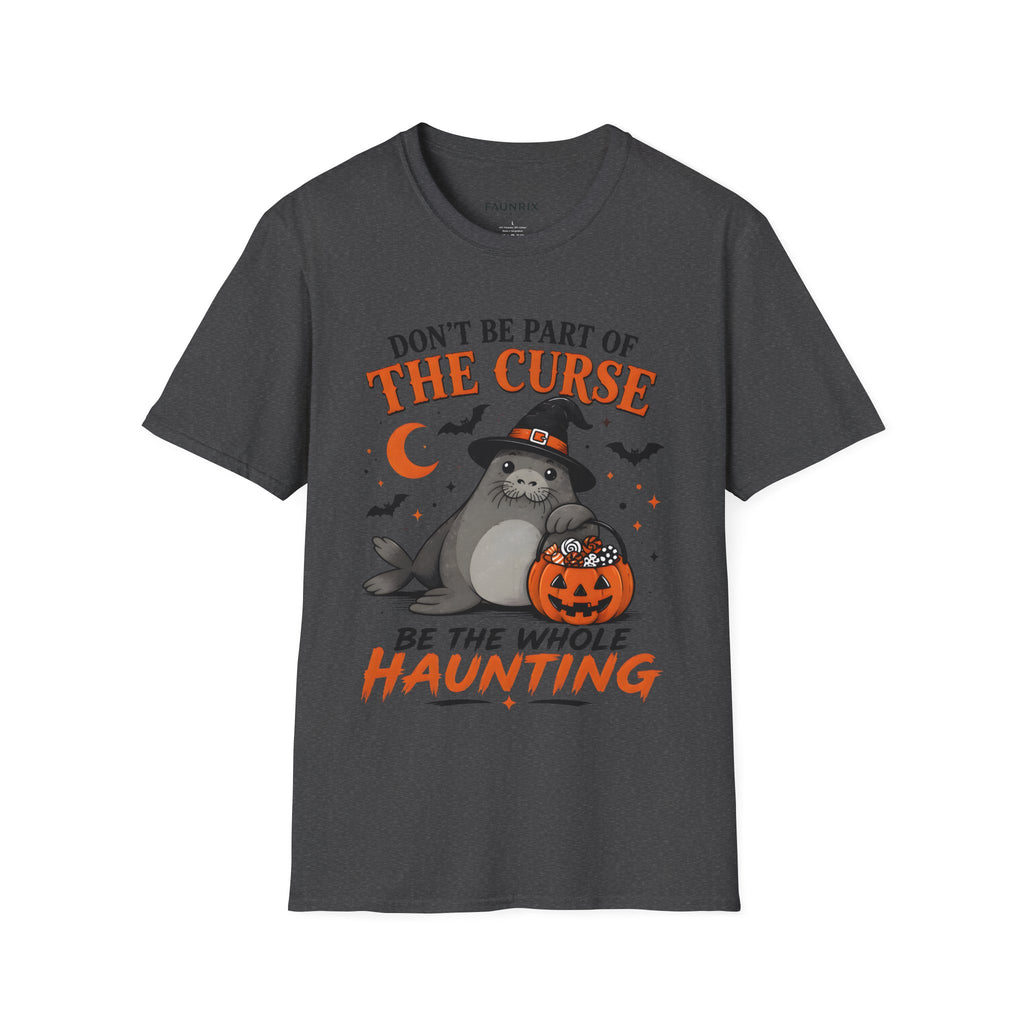 Don’t Be Part of The Curse Halloween T-Shirt — Cute Witch Cat "Be the Whole Haunting" Tee