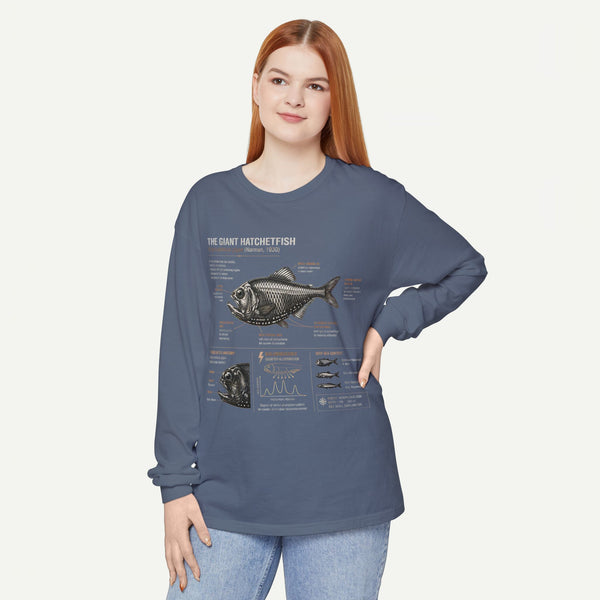 Hatchetfish Anatomy Long Sleeve T‑Shirt — Scientific Fish Illustration Tee