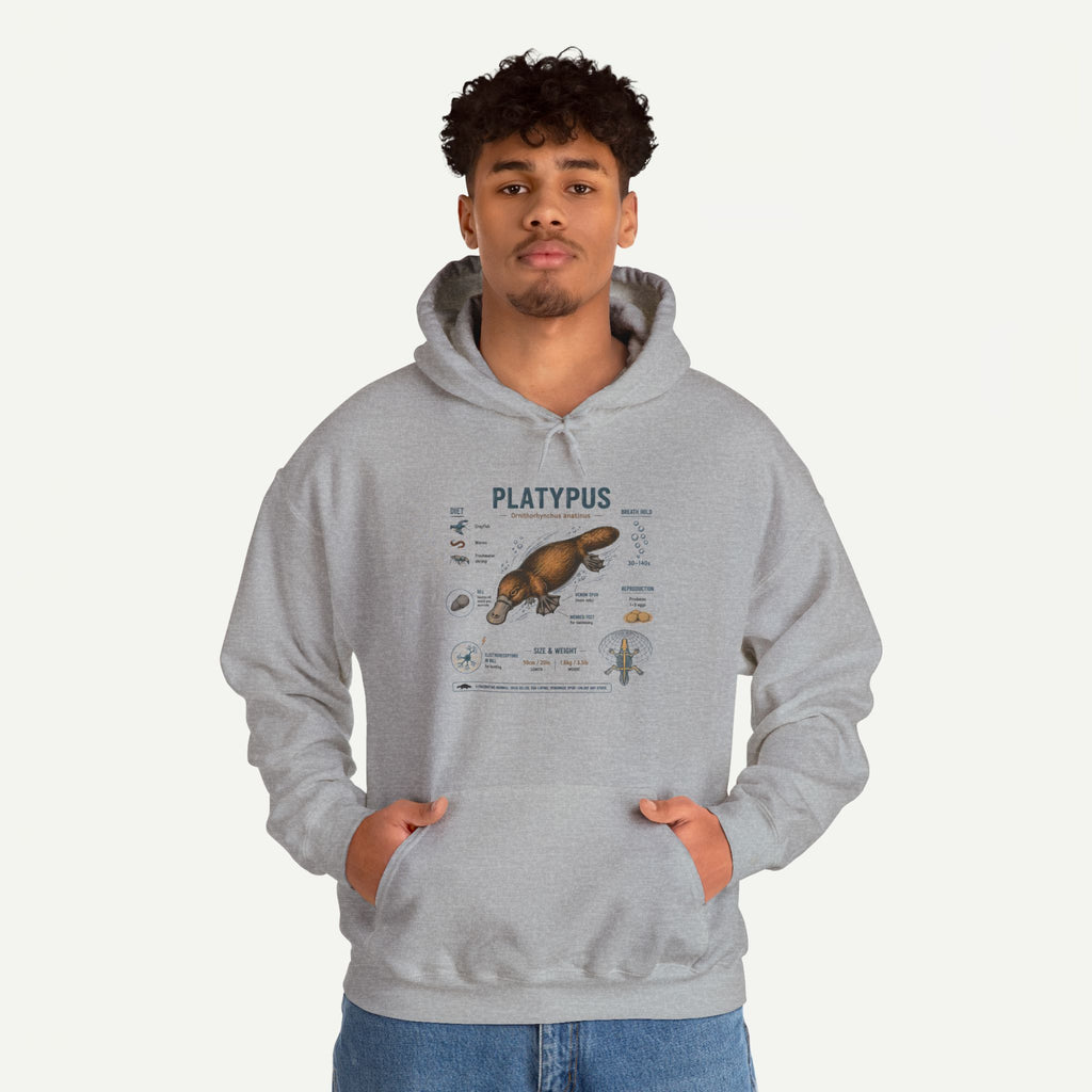 Platypus Anatomy Hoodie — Scientific Illustration Pullover for Nature Lovers