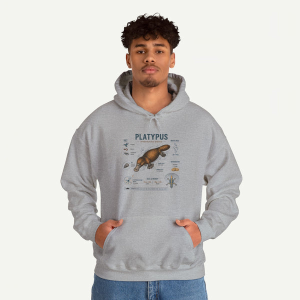 Platypus Anatomy Hoodie — Scientific Illustration Pullover for Nature Lovers