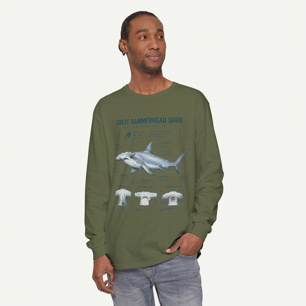 Great Hammerhead Shark Anatomy Long Sleeve Tee