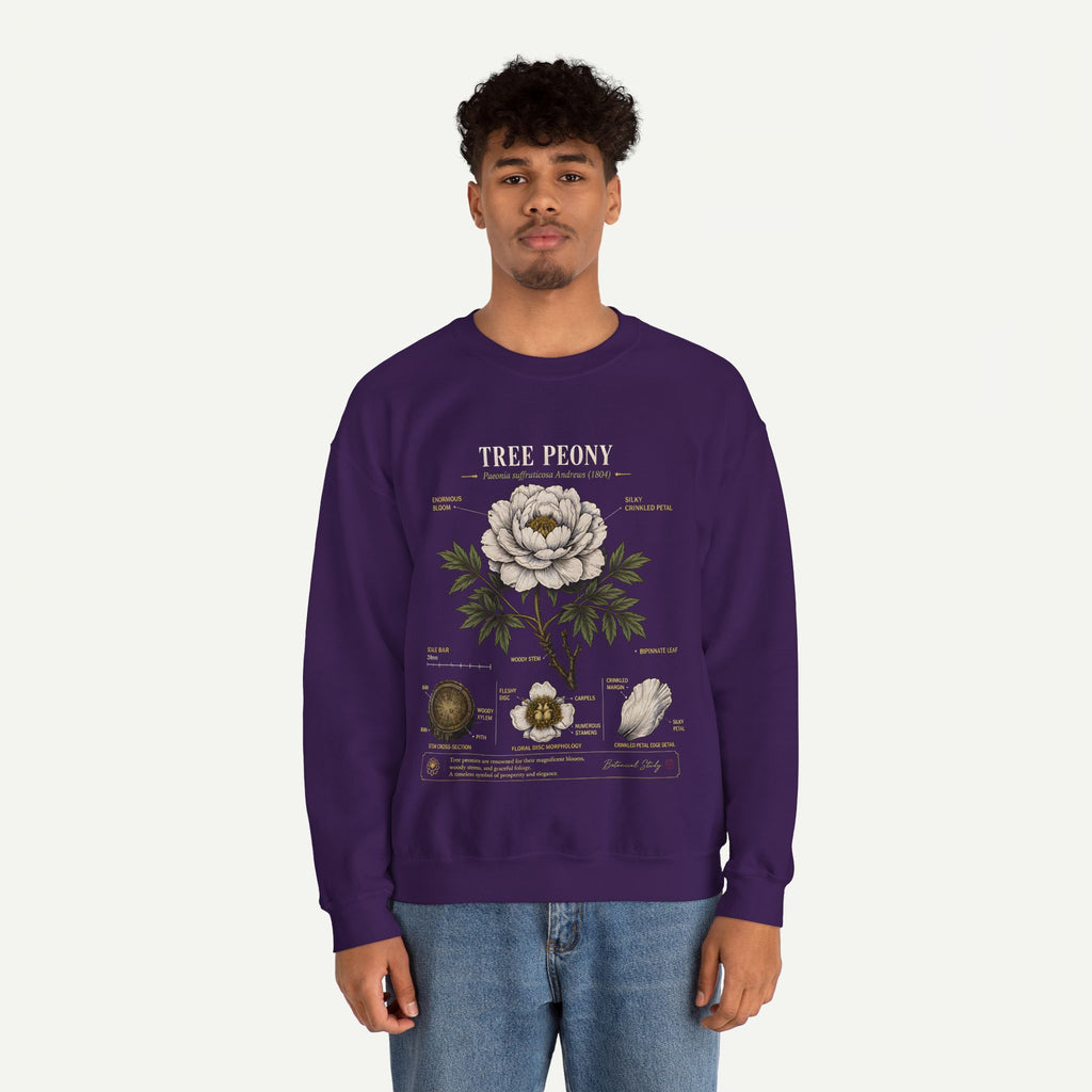 Tree Peony Botanical Sweatshirt — Vintage Flower Anatomy Crewneck