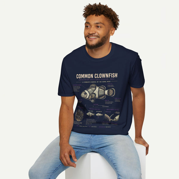 Common Clownfish Anatomy T-Shirt — Vintage Marine Biology Illustration Tee