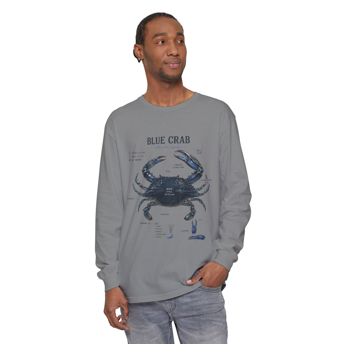 Blue Crab Anatomy Long Sleeve Tee