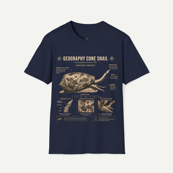 Geography Cone Snail Anatomy T-Shirt — Vintage Scientific Illustration Tee