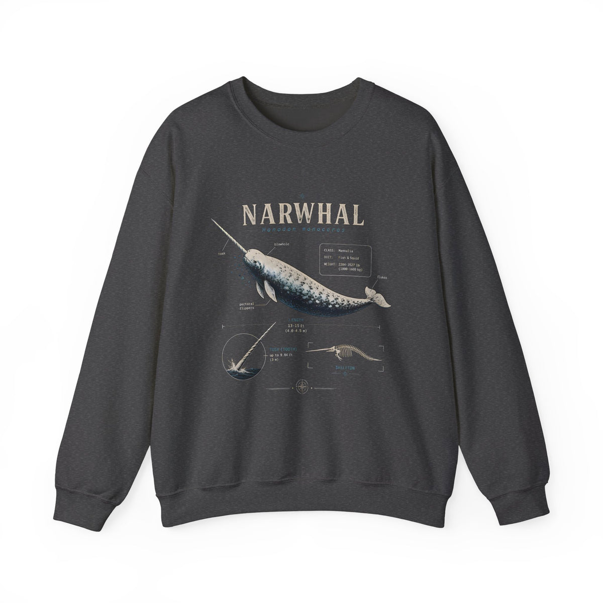 Narwhal Crewneck Sweatshirt - Vintage Sea Mammal Graphic Main image