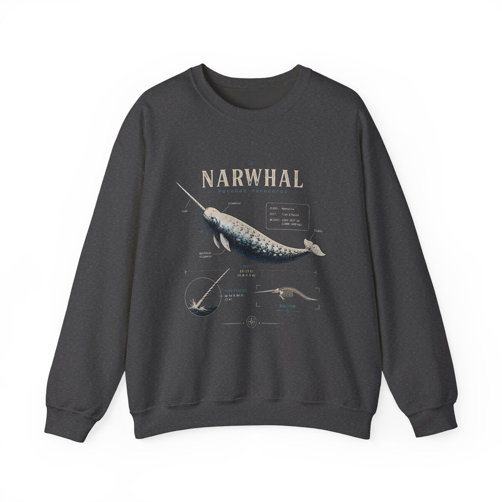 Narwhal Crewneck Sweatshirt - Vintage Sea Mammal Graphic