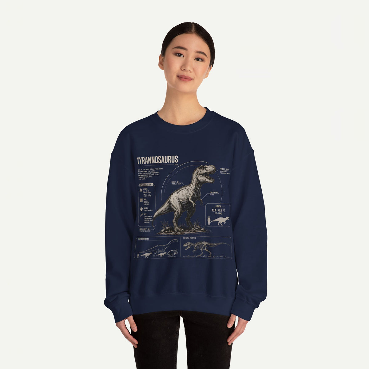 Tyrannosaurus Anatomy Sweatshirt — Vintage Dino Diagram Pullover