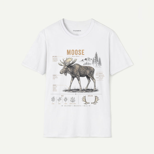 Moose Anatomy T-Shirt — Rustic Woodland Graphic Tee with Moose Design