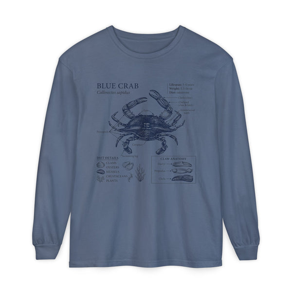 Blue Crab Anatomy Long Sleeve Tee