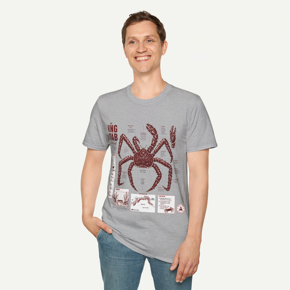 King Crab Anatomy T-Shirt — Vintage Seafood Diagram Tee