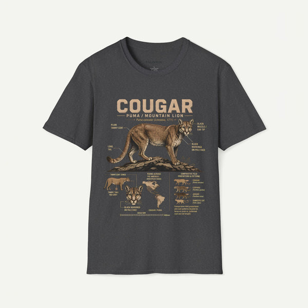 Cougar Puma Mountain Lion Anatomy Graphic T-Shirt