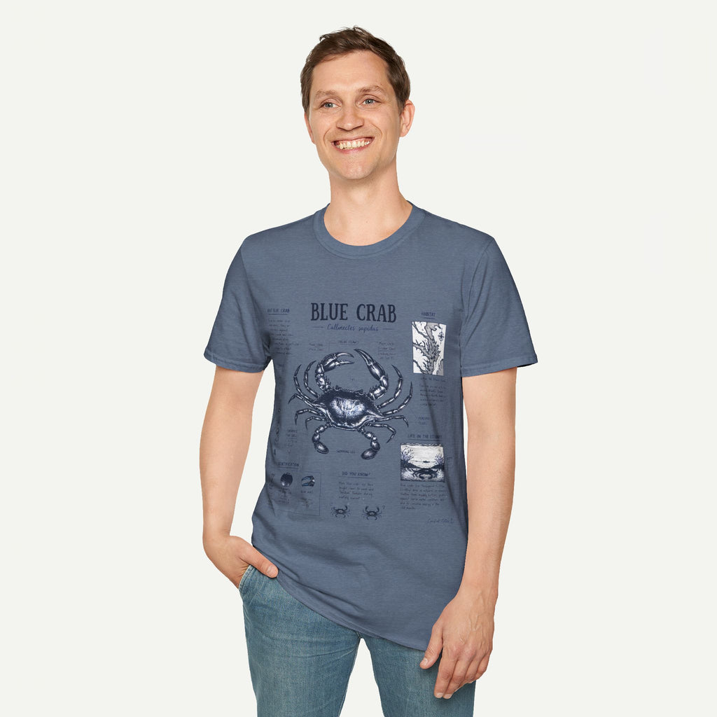 Blue Crab Anatomy T-Shirt — Nautical Vintage Marine Illustration Tee