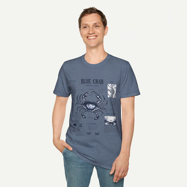 Blue Crab Anatomy T-Shirt — Nautical Vintage Marine Illustration Tee