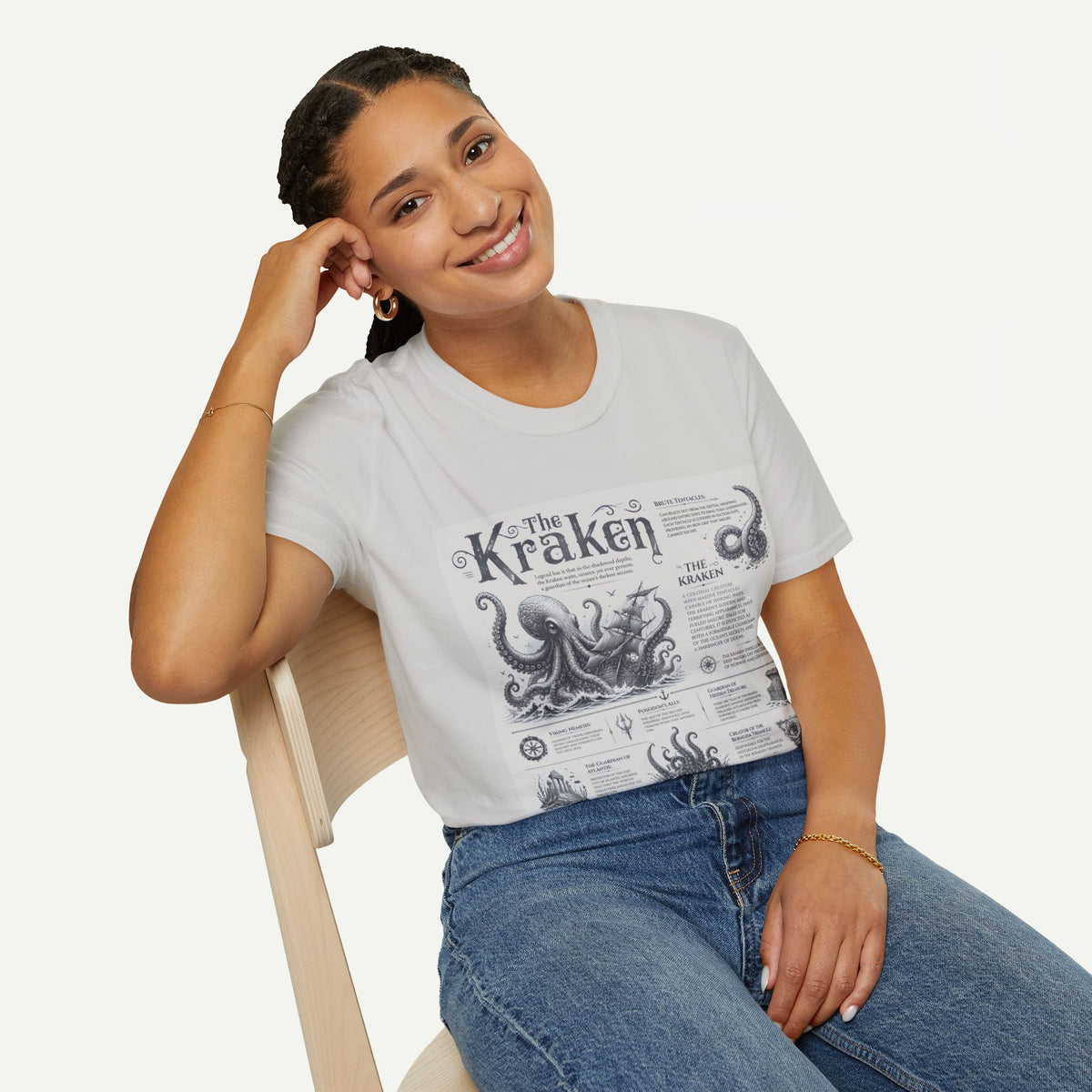 Kraken Vintage Diagram T-Shirt — Nautical Octopus Illustration Tee