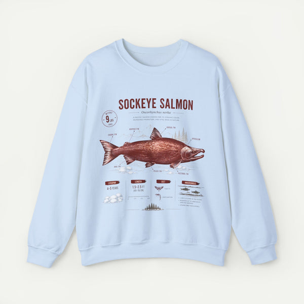 Sockeye Salmon Anatomy Sweatshirt — Vintage Fish Illustration Tee for Anglers & Nature Lovers