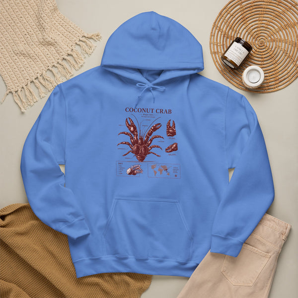 Coconut Crab Anatomy Hoodie — Vintage Botanical & Marine Study Print