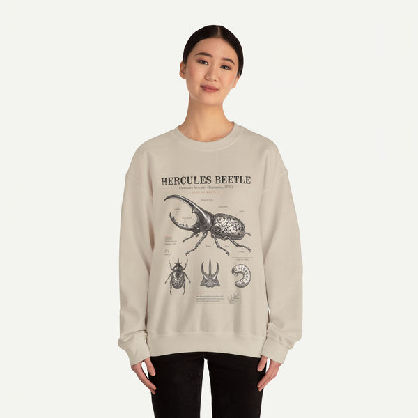 Hercules Beetle Anatomy  Crewneck Sweatshirt – Vintage Entomology Graphic