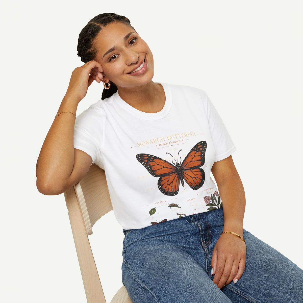 Monarch Butterfly Anatomy T-Shirt — Vintage Nature Illustration Tee