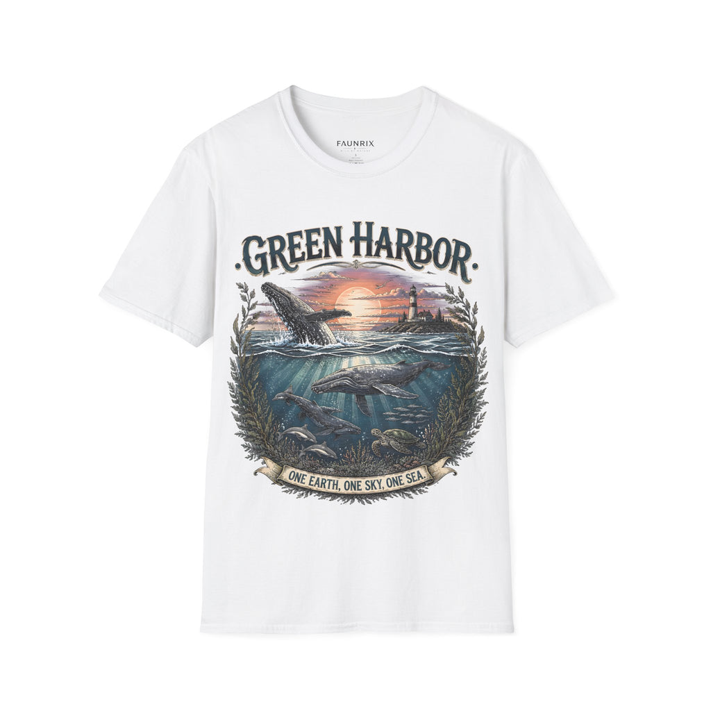Green Harbor Sunset Whale T-Shirt