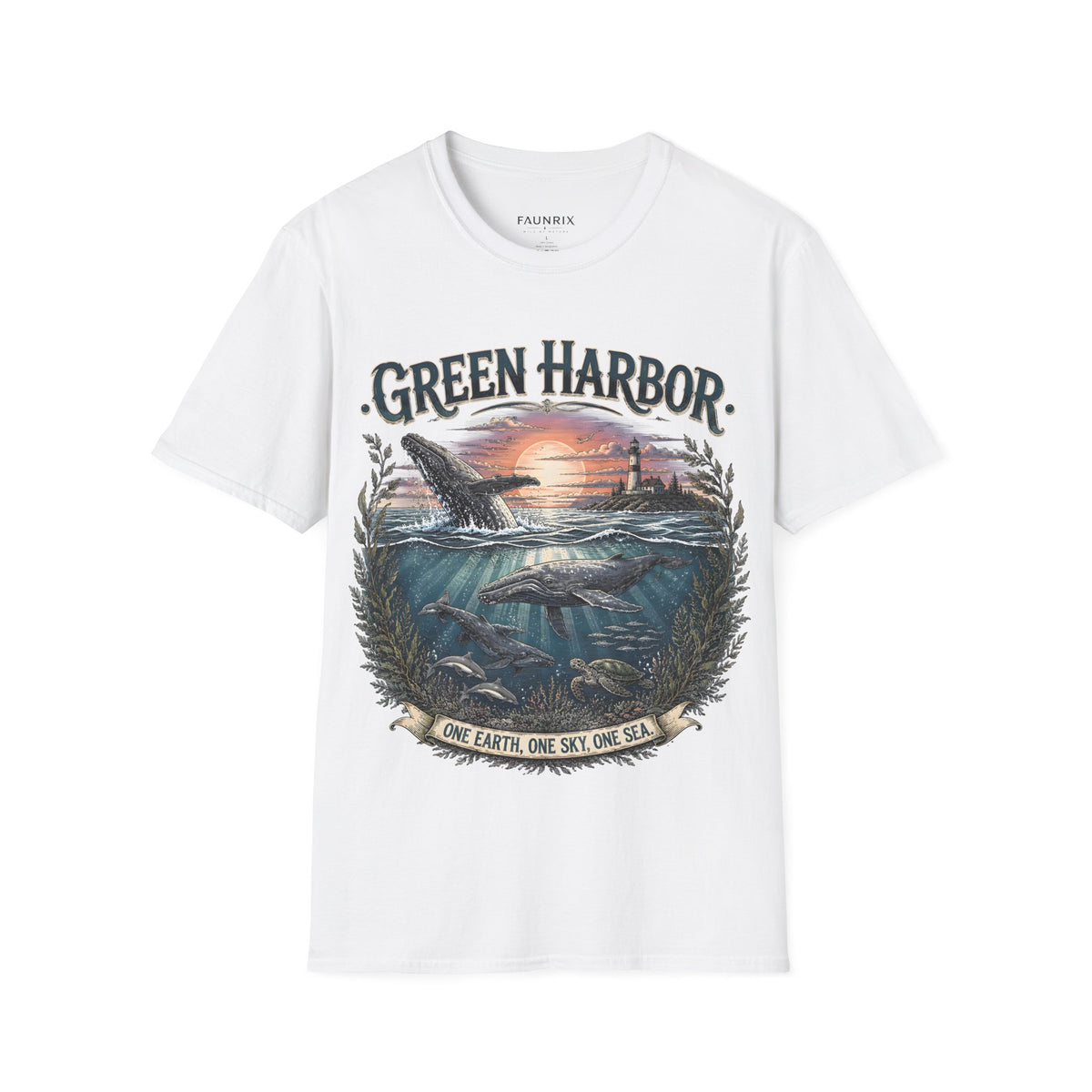 Green Harbor Sunset Whale T-Shirt
