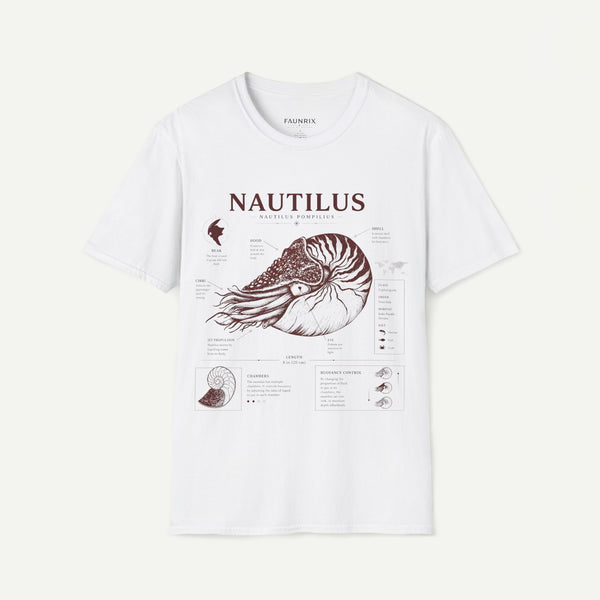 Nautilus Shell  Anatomy Graphic T-Shirt — Vintage Marine Biology Illustration