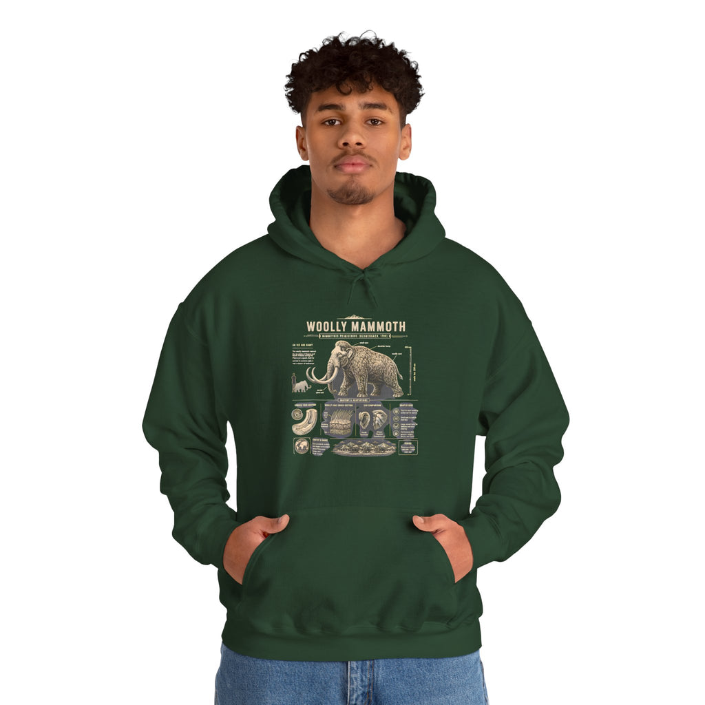 Woolly Mammoth Diagram Hoodie — Vintage Natural History Graphic Sweatshirt