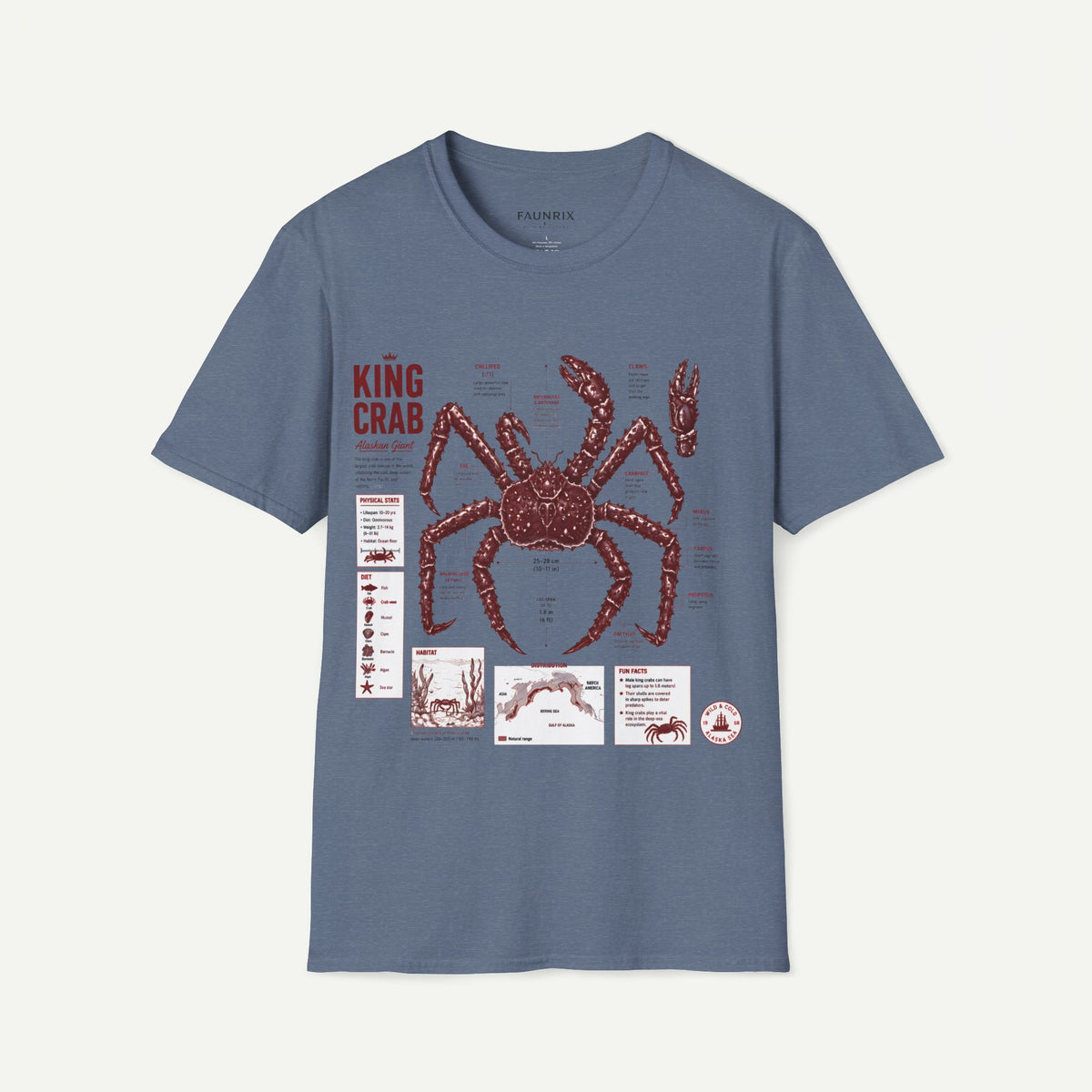 King Crab Anatomy T-Shirt — Vintage Seafood Diagram Tee