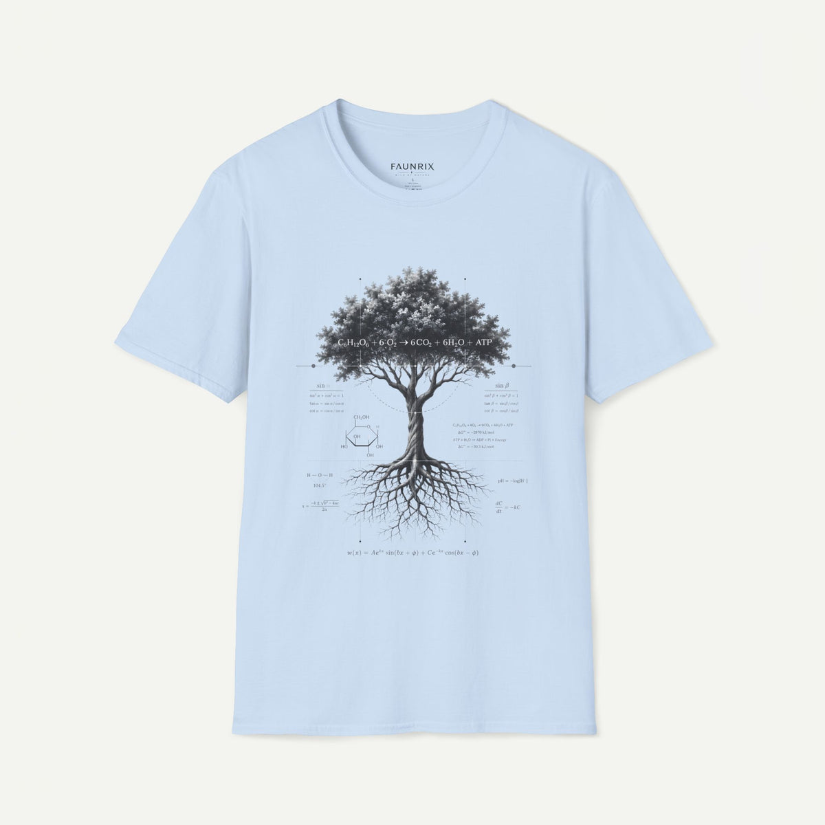 Tree of Life T‑Shirt — Botanical Graphic with Roots and Photosynthesis Diagram