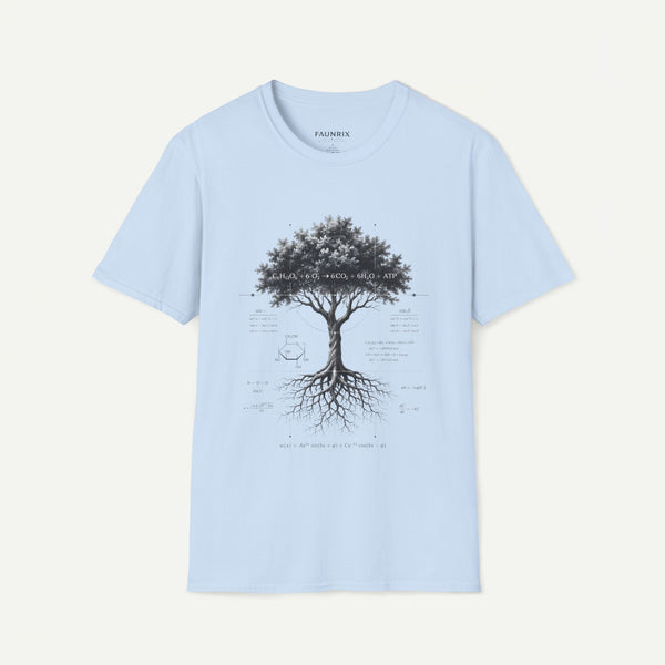 Tree of Life T‑Shirt — Botanical Graphic with Roots and Photosynthesis Diagram