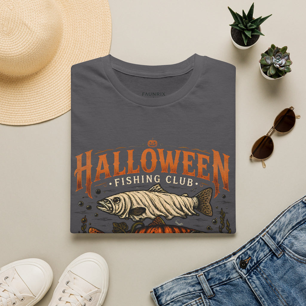 Halloween Trout Graphic T‑Shirt — Spooky Fish Pumpkin Design
