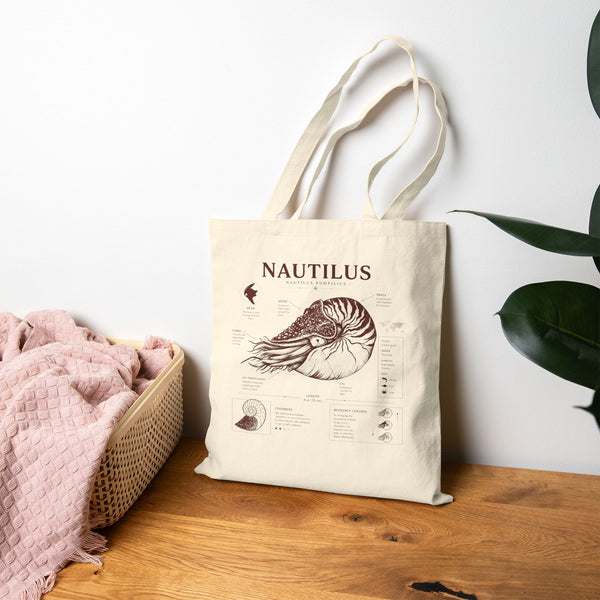 Nautilus Anatomy Tote Bag – Vintage Nautical Illustration Eco Shopper