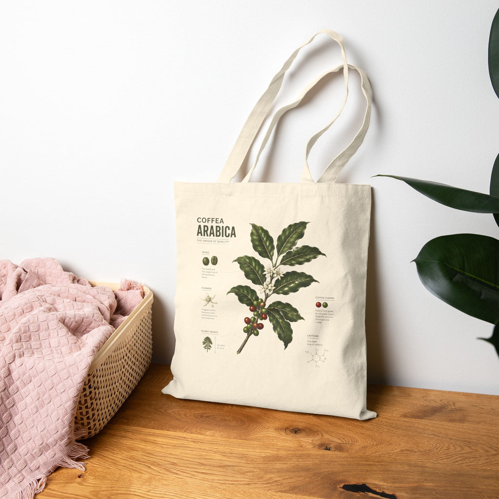 Tote Bag - Vintage Coffee Arabica Botanical Canvas Tote