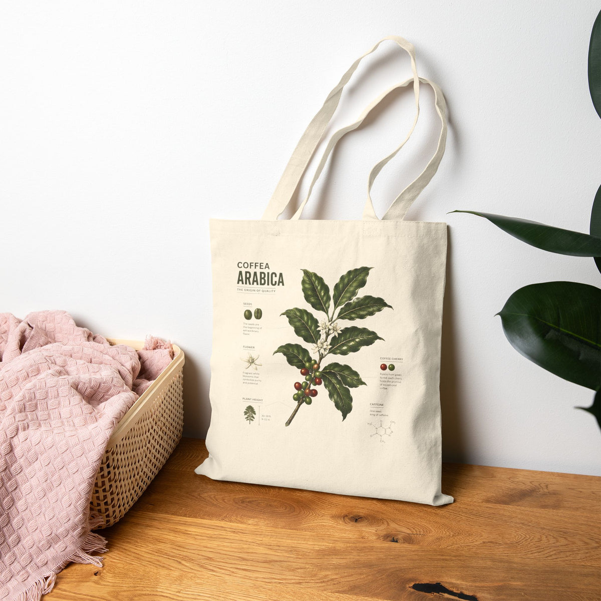 Tote Bag - Vintage Coffee Arabica Botanical Canvas Tote