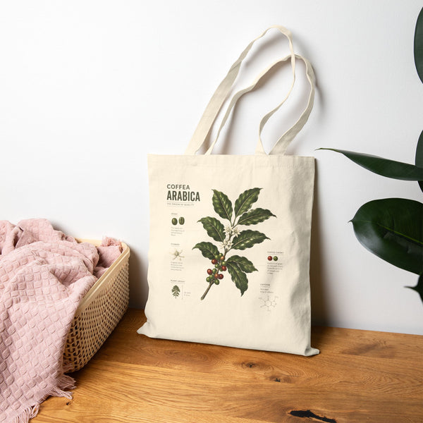 Tote Bag - Vintage Coffee Arabica Botanical Canvas Tote