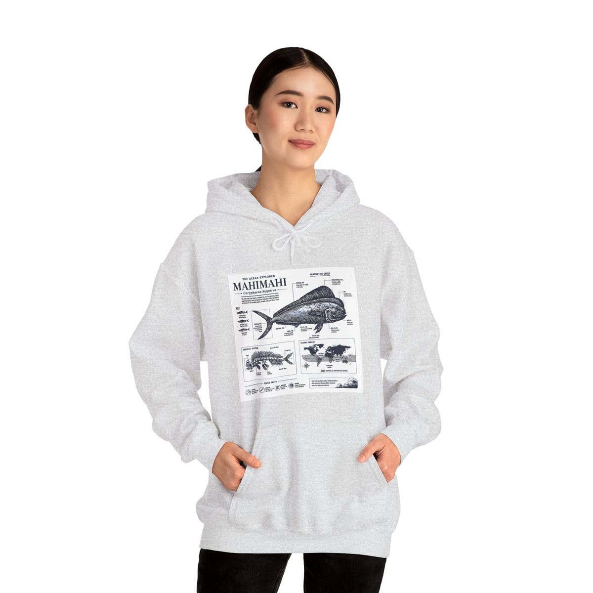 Mahi Mahi Fish Anatomy Hoodie — Illustrated Marine Biology Pullover