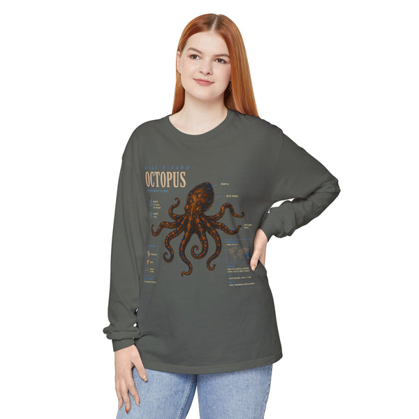 Octopus Anatomy Long Sleeve Tee — Vintage Marine Biology Graphic Shirt