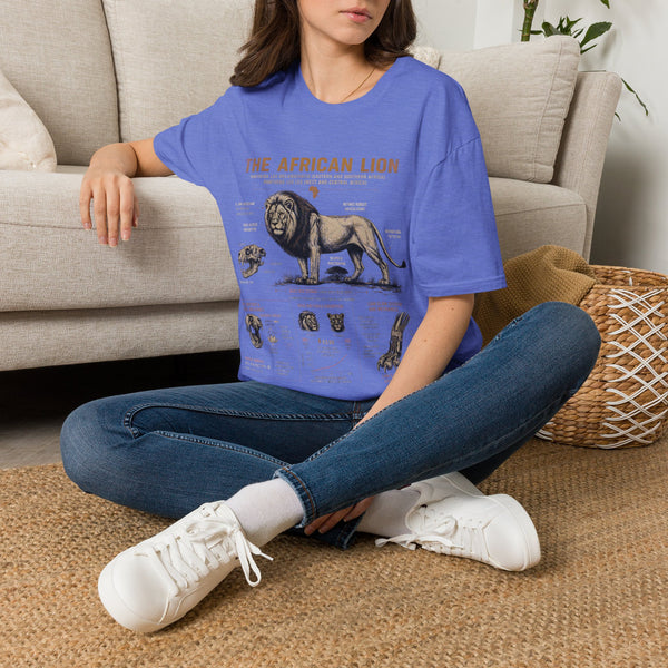 African Lion Anatomy T-Shirt — Vintage Wildlife Illustration Tee