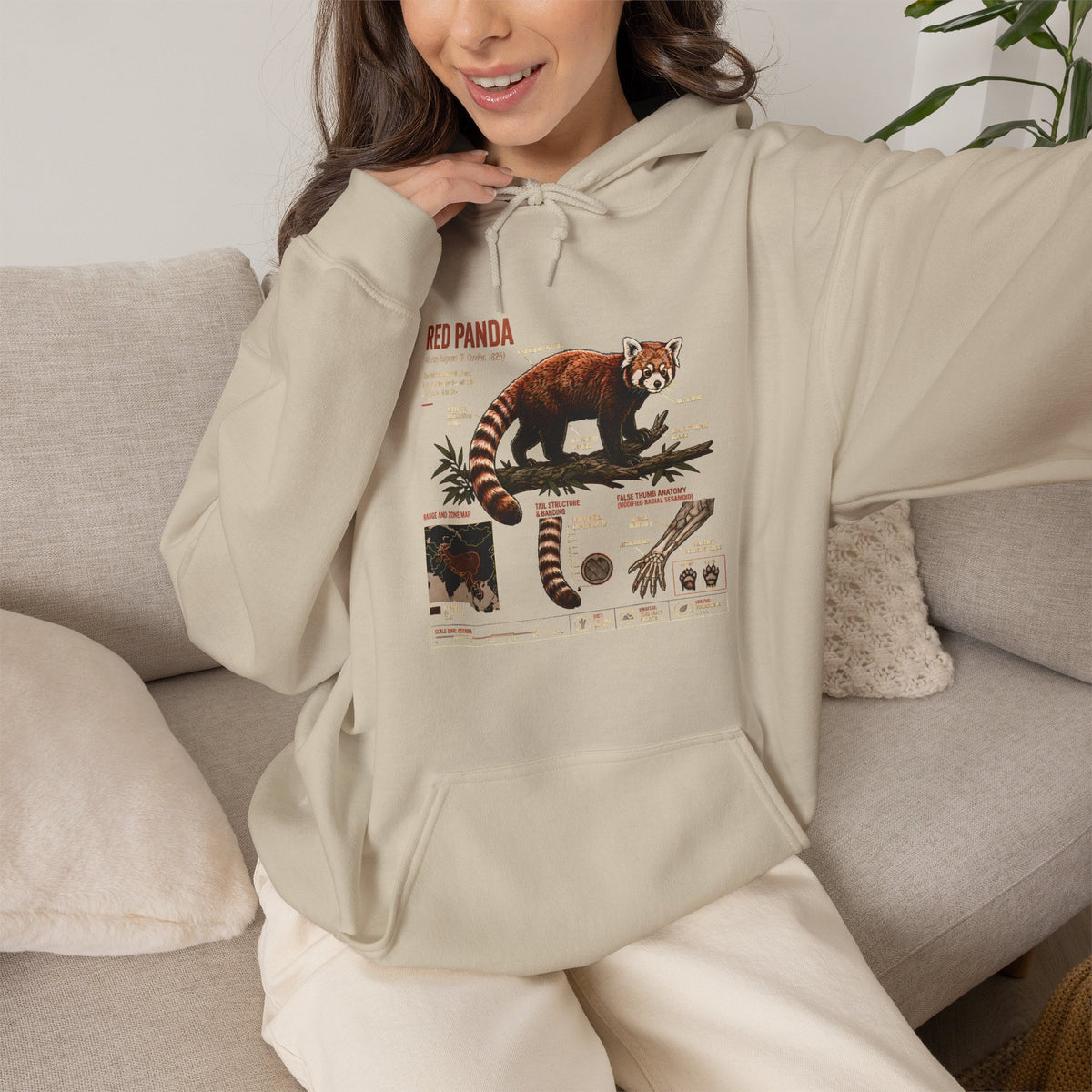 Red Panda Anatomy Hoodie — Vintage Wildlife Guide Sweatshirt