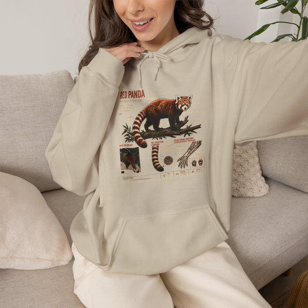 Red Panda Anatomy Hoodie — Vintage Wildlife Guide Sweatshirt