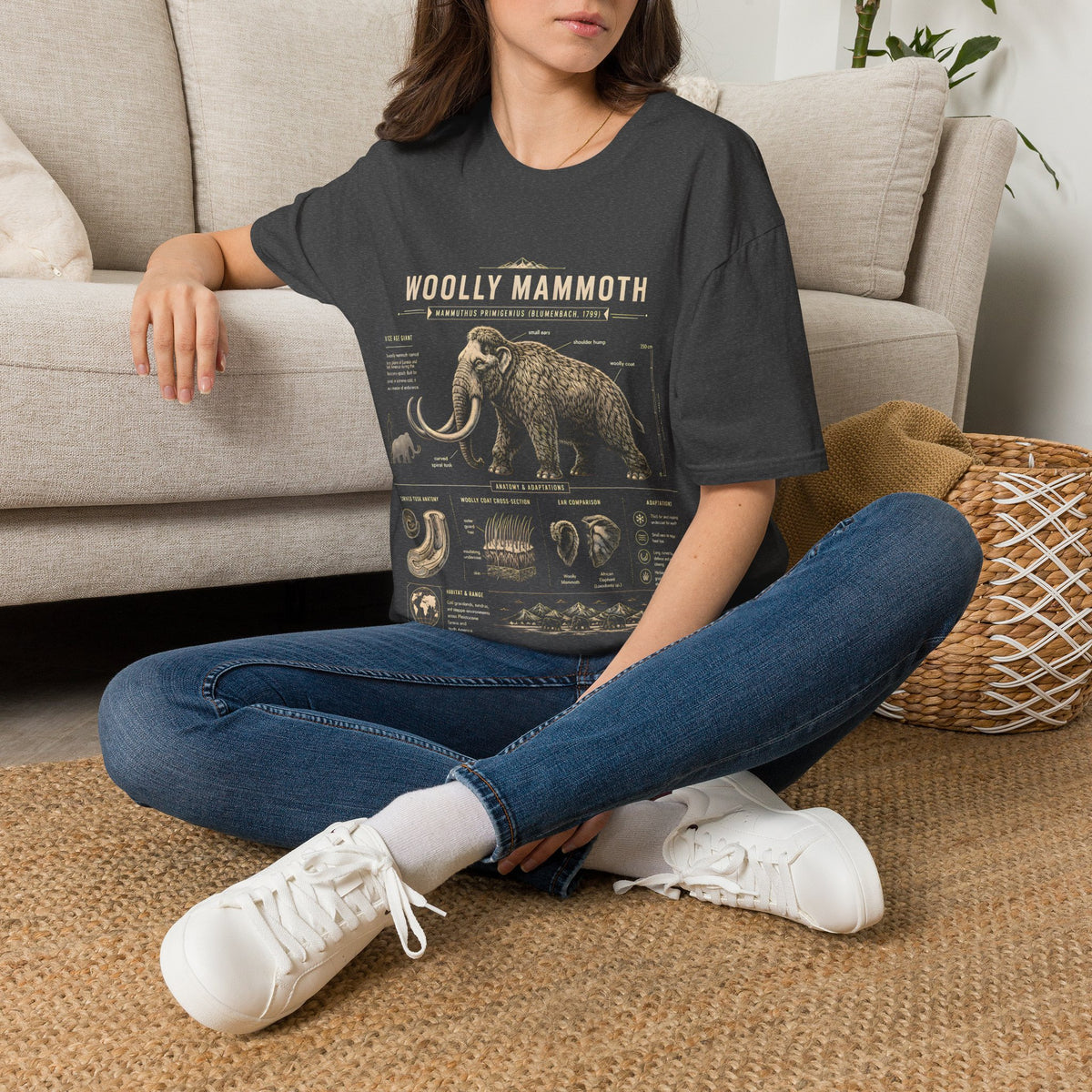 Woolly Mammoth Anatomy T-Shirt — Vintage Ice Age Graphic Tee