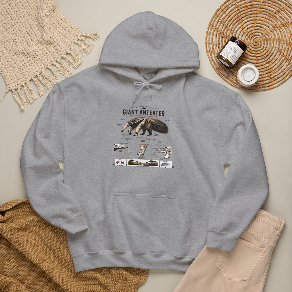Giant Anteater Anatomy Hoodie — Illustrated Wildlife Diagram Sweatshirt