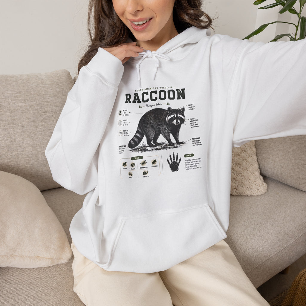 Raccoon Anatomy Hoodie — Vintage Wildlife Illustration Sweatshirt
