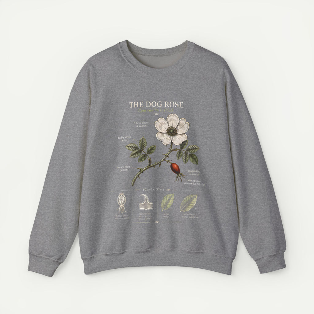 Dog Rose Botanical Sweatshirt — Vintage Floral Anatomy Crewneck